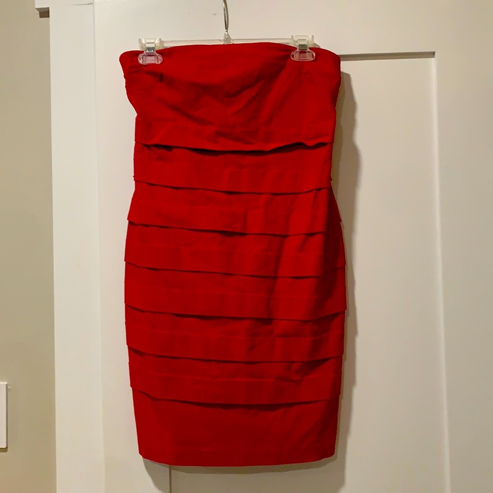 Strapless red fitted dress size S